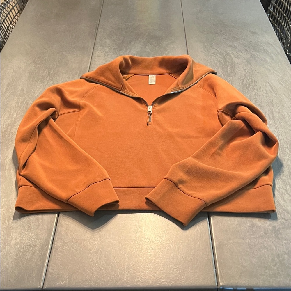SPANX Rust Quarter-Zip Cropped Sweatshirt